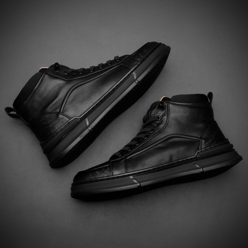高档男鞋真皮休闲板鞋软底冬季棉鞋男士小皮鞋头层牛皮高帮鞋男款,流行男鞋,高帮鞋,淘宝优惠券,粉丝福利购,淘宝优惠卷