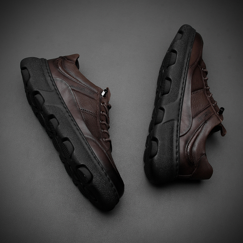 欧洲站男鞋真皮复古休闲皮鞋
