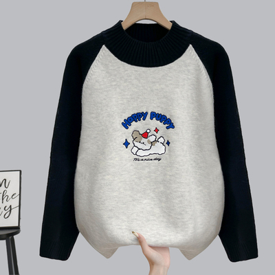 学院风半高领套头内搭打底衫毛衣