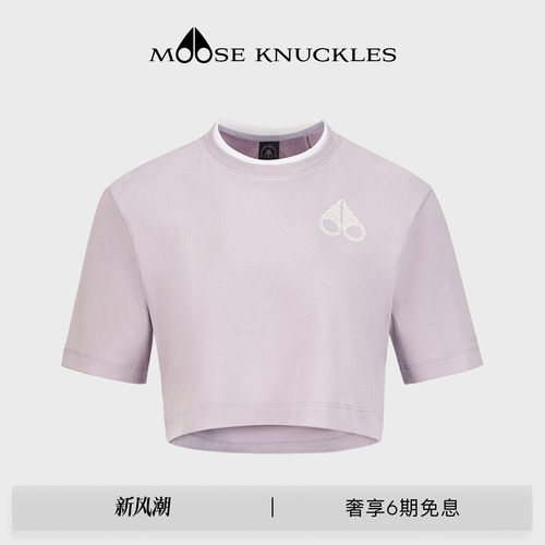 MOOSE KNUCKLES 女士HAZELTON经典LOGO圆领短款小剪刀短袖T恤
