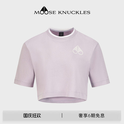 MOOSE KNUCKLES 女士HAZELTON经典LOGO圆领短款小剪刀短袖T恤