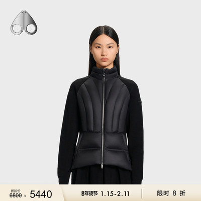 [秋冬新品][限时8折]MOOSE KNUCKLES 女士拼接立领羊毛混纺外套