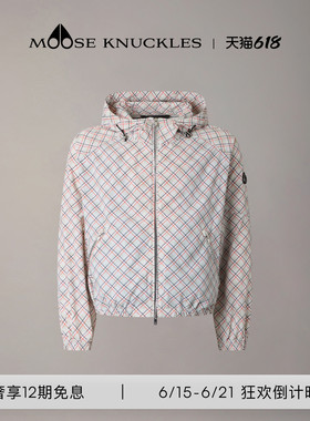 [早春新品]MOOSE KNUCKLES 女士格纹连帽轻薄小剪刀夹克外套