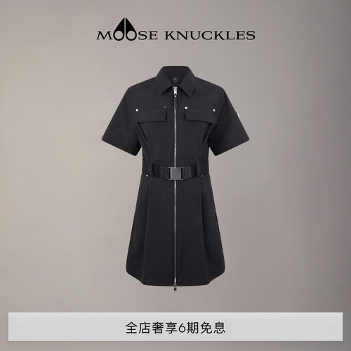 [春夏新品]MOOSE KNUCKLES 女士翻领短袖小剪刀衬衫连衣裙短裙