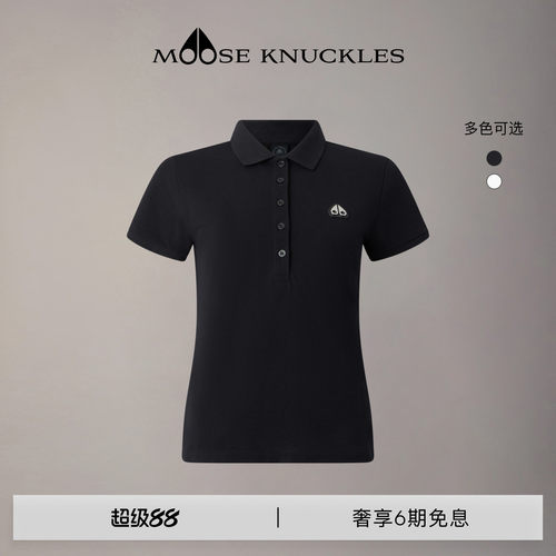 MOOSE KNUCKLES 女士棉质经典LOGO修身小剪刀短袖POLO衫
