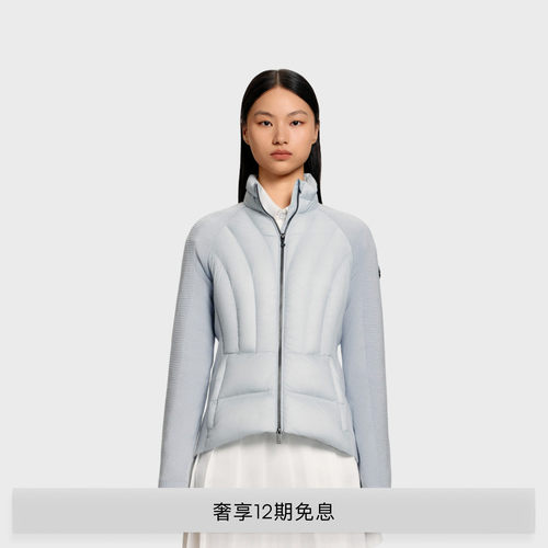 MOOSE KNUCKLES HYBRID系列女士经典LOGO立领拼接小剪刀羽绒外套