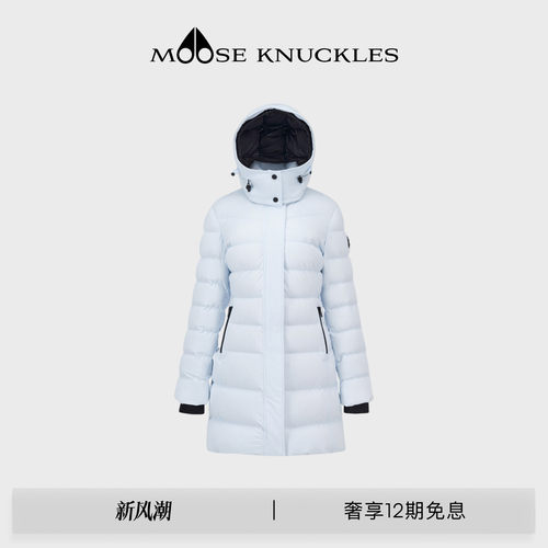 MOOSE KNUCKLES 女士经典LOGO中长款毛领小剪刀鹅绒羽绒服