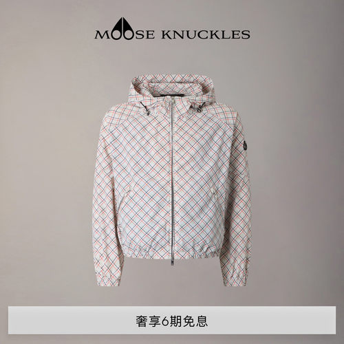 MOOSE KNUCKLES 女士经典LOGO格纹连帽轻薄小剪刀夹克外套
