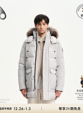 MOOSE KNUCKLES BIG RIDGE ONYX 男士霜狐毛领中长款小剪刀羽绒服