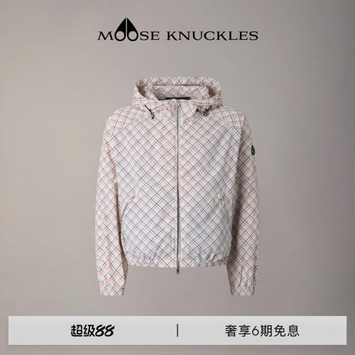 MOOSE KNUCKLES 女士经典LOGO格纹连帽轻薄小剪刀夹克外套