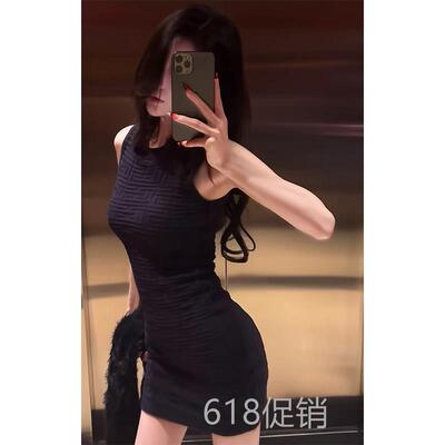 纯欲风辣妹无袖针织洋装女春夏小个子性感气质别致内搭包臀裙子