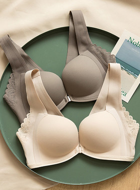 日本轻木棉一片式无痕前扣文胸小胸聚拢加厚女士调整型背心式内衣