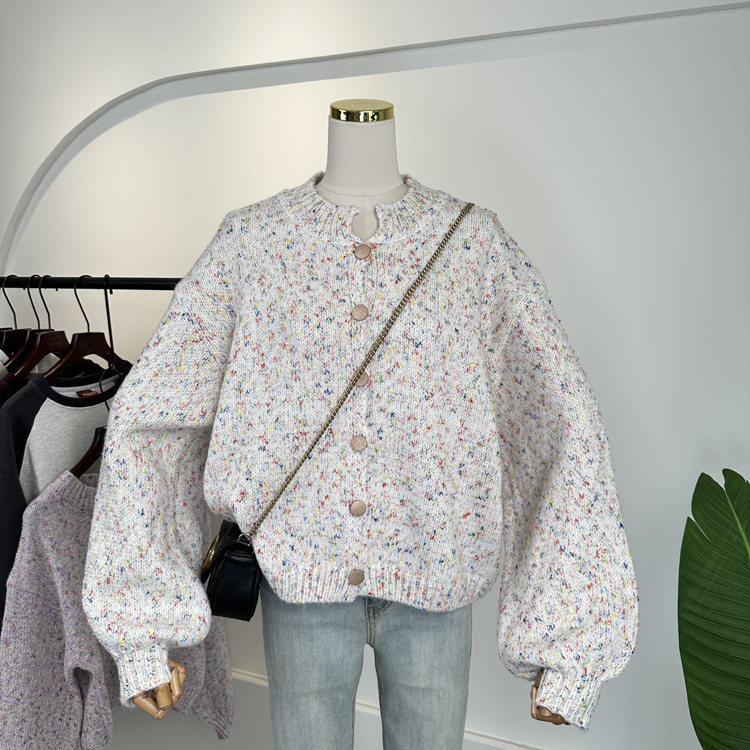 韩版时尚彩点宽松大码慵懒短款毛衣女小个子针织开衫外套春秋新款,女装/女士精品,毛衣,淘宝优惠券,粉丝福利购,淘宝优惠卷