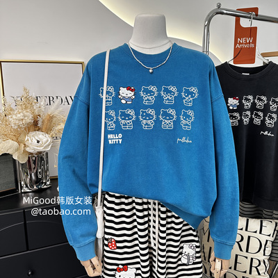 自留好穿推荐！高级感重工蜡染刺绣卡通宽松毛圈纯棉卫衣女秋爆款