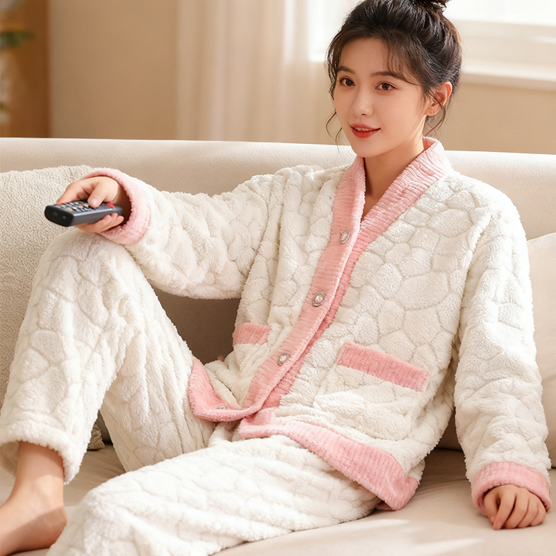 小香风女秋冬季加厚V领开衫式