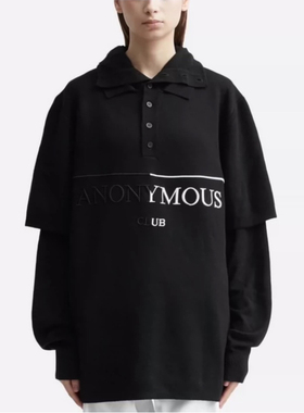 Anonymous Club 假两件polo领刺绣carti同款opium毛衣HBA连帽卫衣