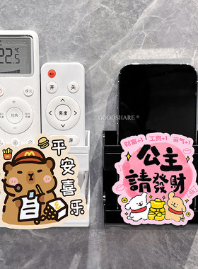 空调电视遥控器收纳盒壁挂式可爱卡通卡皮巴拉床头墙上手机放置架