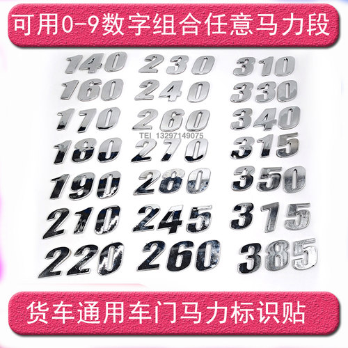昊龙大运车门数字马力标车贴