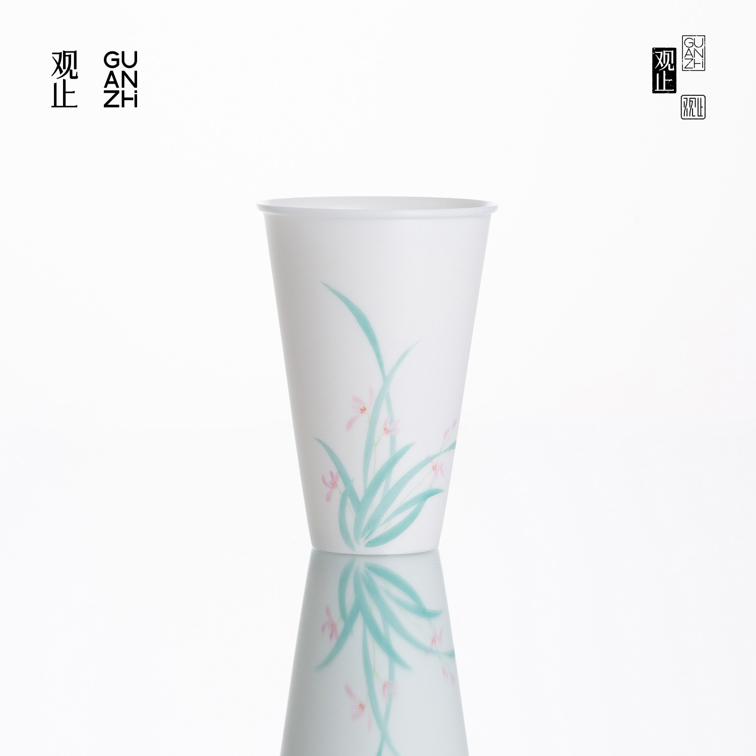观止手工手绘兰花可乐杯