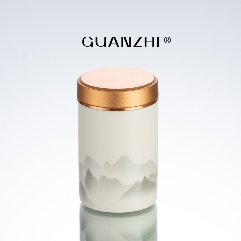 观止山水陶瓷茶仓小号茶叶罐