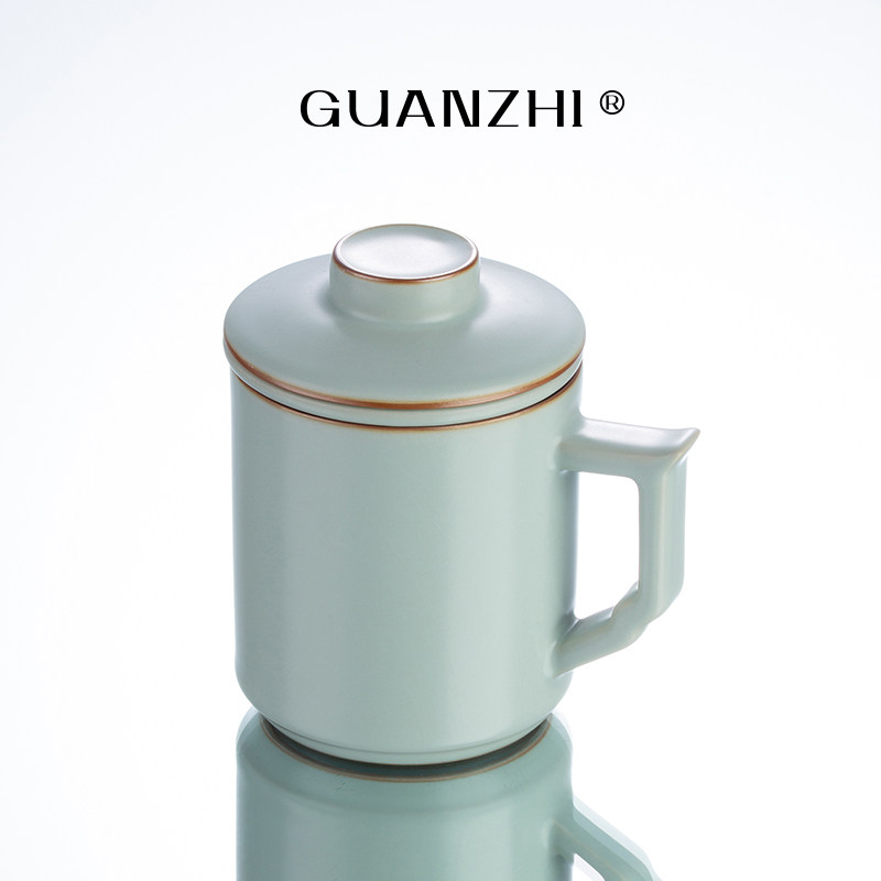 观止天青汝窑办公杯茶杯