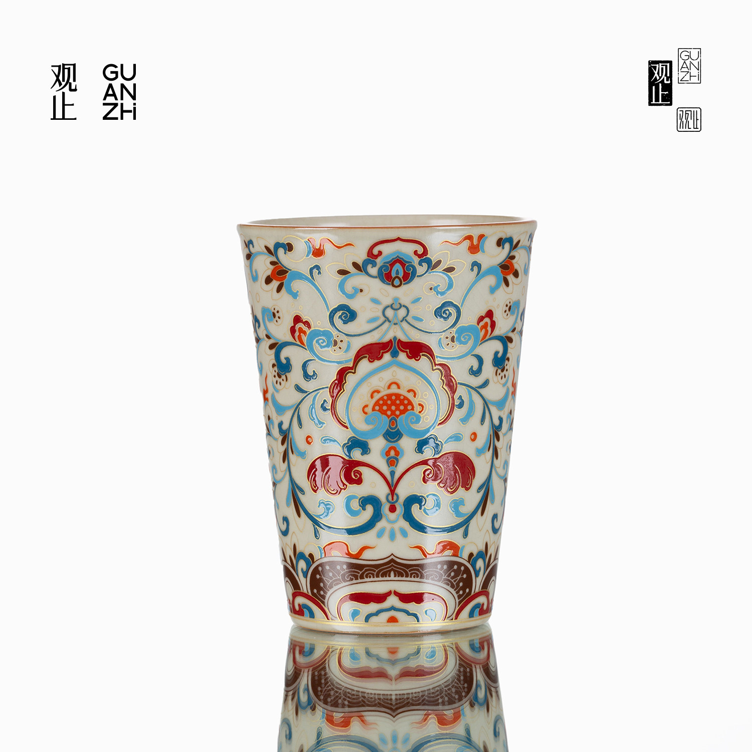 观止敦煌卷草汝窑可乐杯家用茶杯