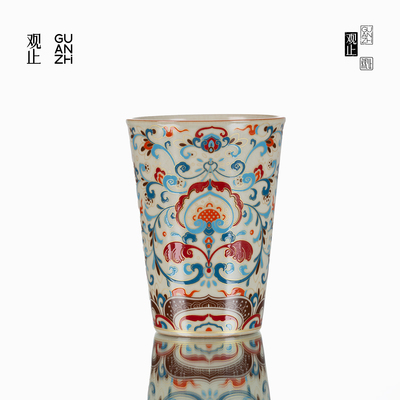 观止敦煌卷草汝窑可乐杯家用茶杯