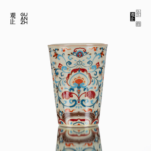 观止敦煌卷草汝窑可乐杯家用茶杯