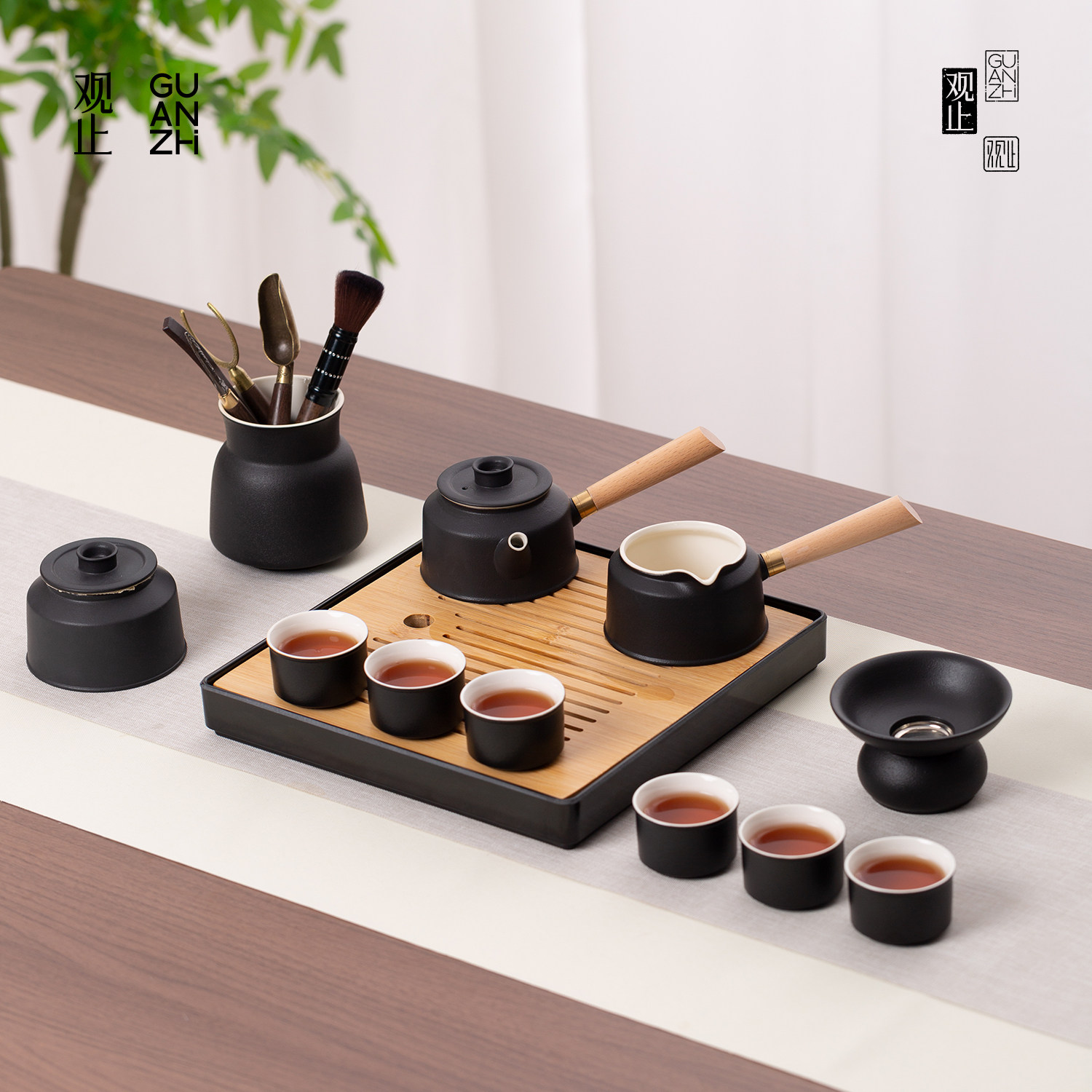 观止高档黑陶功夫茶具套组整套礼盒装送长辈老师父亲生日乔迁礼物