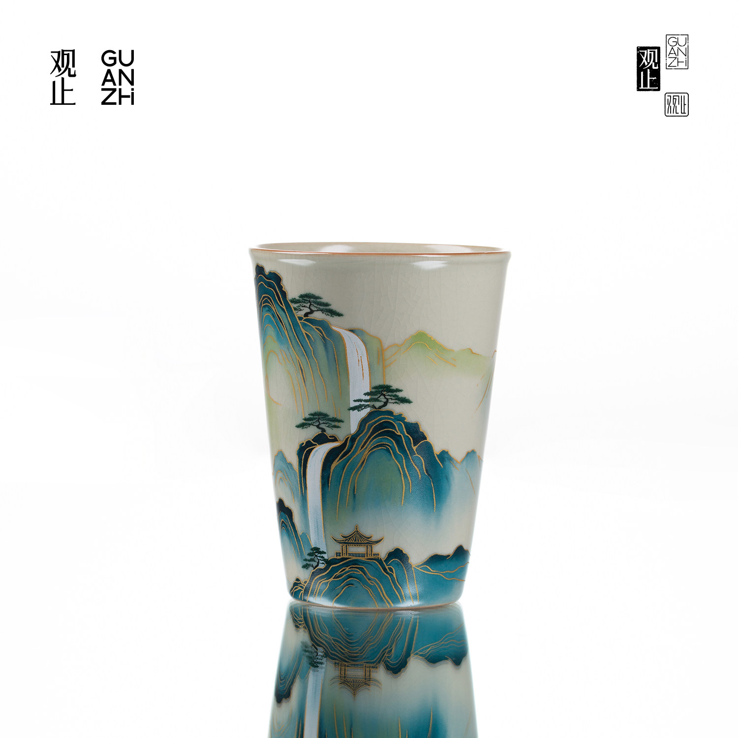 观止汝窑高山流水可乐杯大号茶杯