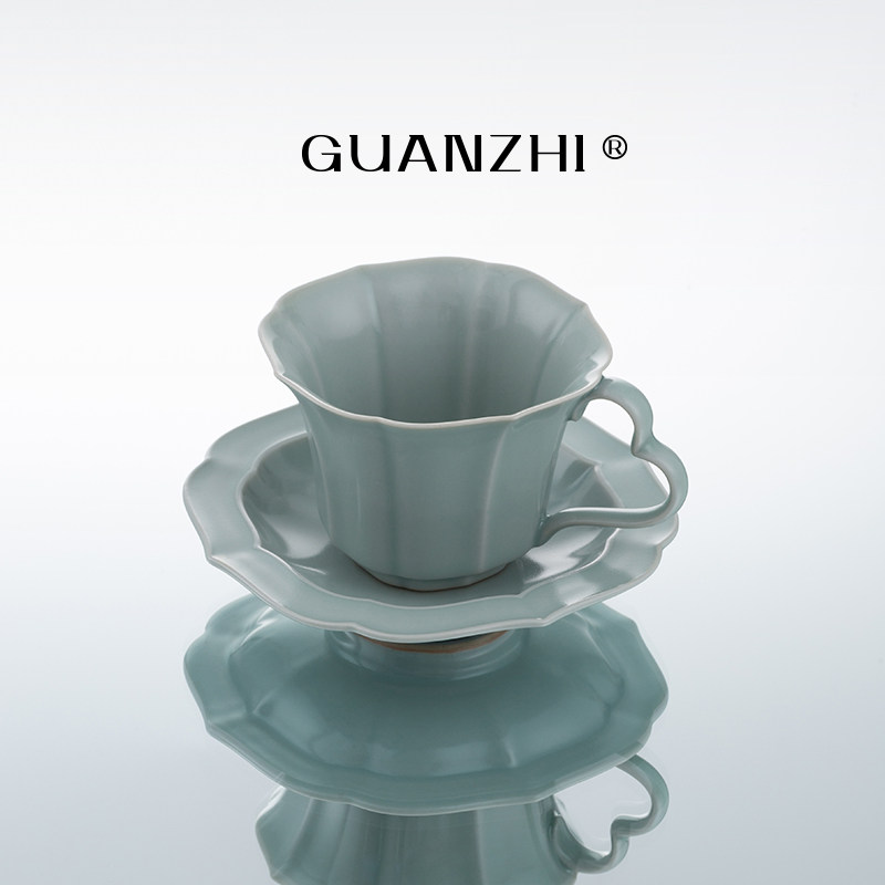 观止汝窑咖啡杯碟套装家用高档陶瓷茶具茶杯茶壶茶具茶杯茶具套装