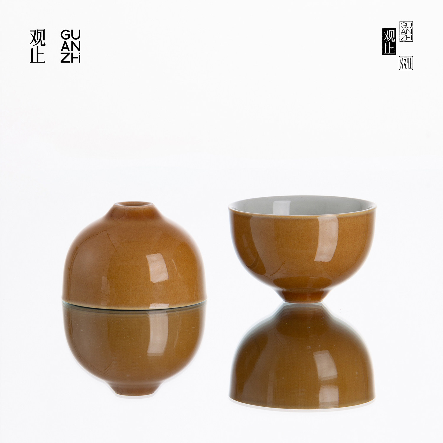 观止琥珀黄茶杯高档陶瓷茶器