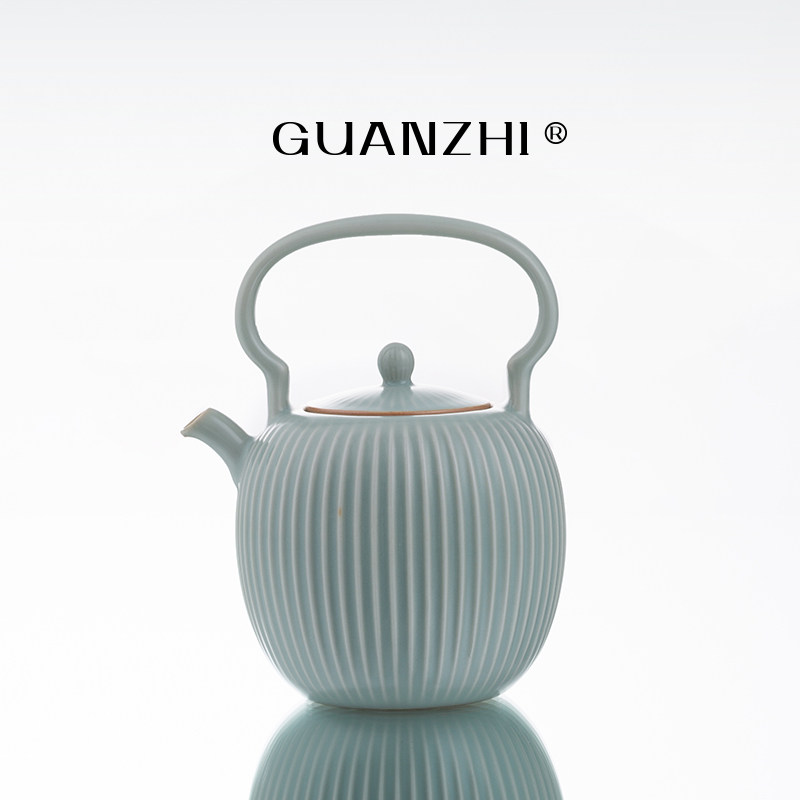 观止天青汝窑提梁壶茶壶