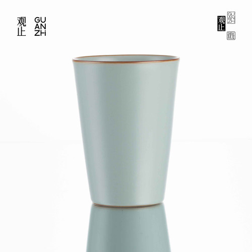 观止天青汝窑可乐杯大号陶瓷茶杯