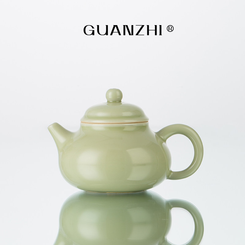 观止秘色釉陶瓷茶壶中式泡茶器