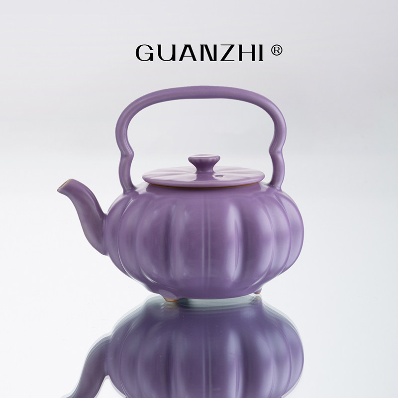 观止丁香紫陶瓷茶壶仿古茶具