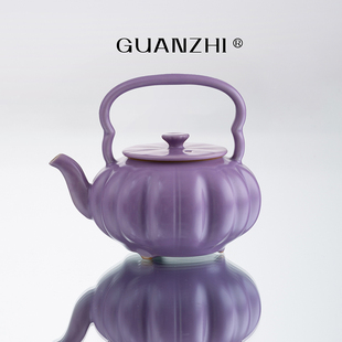 观止丁香紫陶瓷茶壶提梁壶家用高档陶瓷单壶泡茶壶仿古茶具茶器