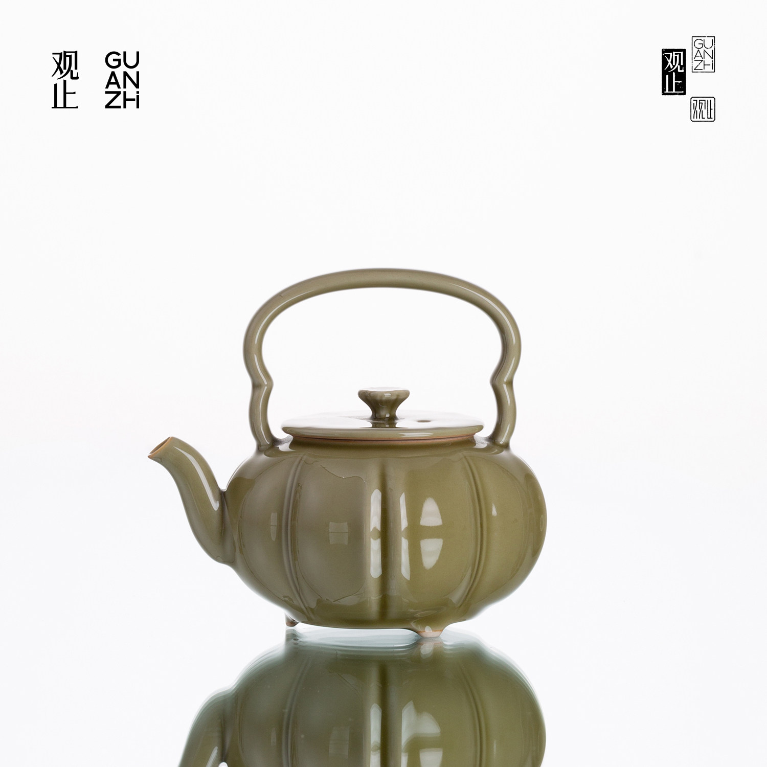 观止余甘釉汝窑南瓜提梁壶茶壶