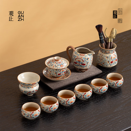 观止汝窑功夫茶具套装轻奢送礼