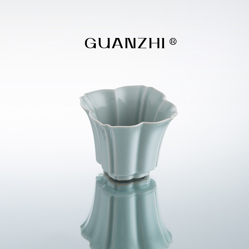 观止汝窑花瓣杯家用高档陶瓷茶杯