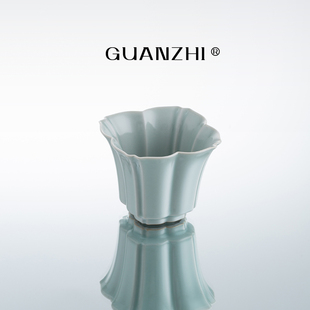 观止汝窑花瓣杯家用高档陶瓷主人杯茶杯女士个人专用品茗杯单杯