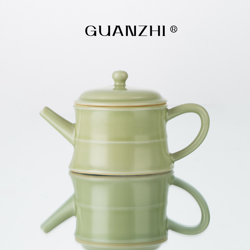 观止秘色釉陶瓷茶壶中式泡茶壶