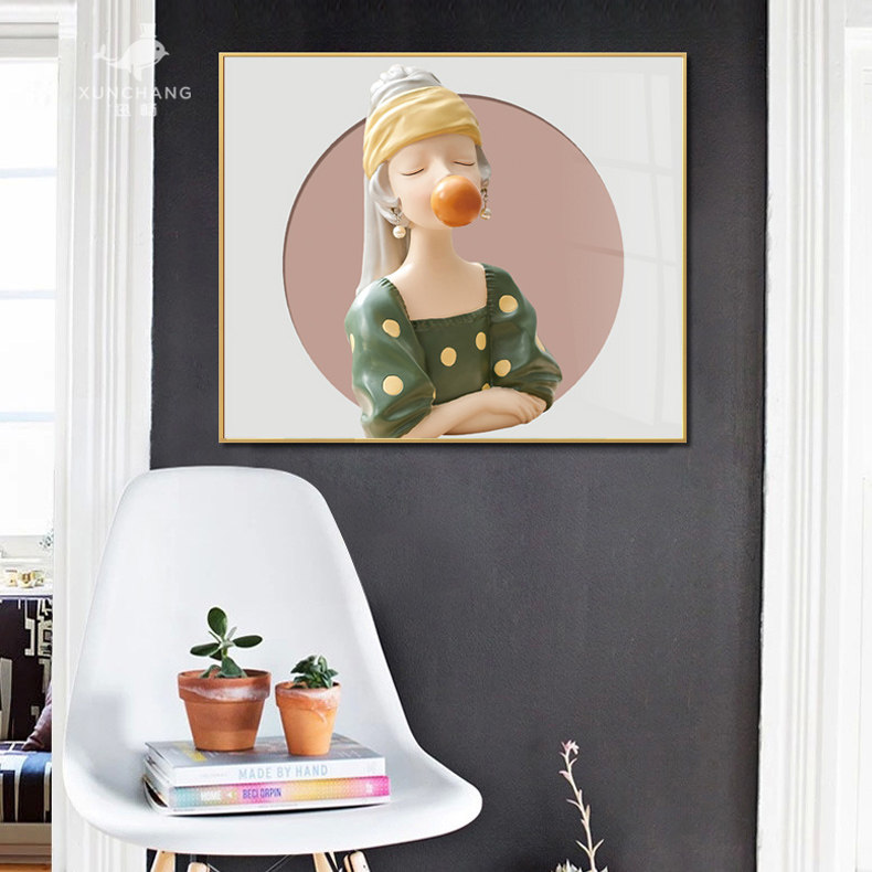 女孩头像免打孔电表箱装饰画轻奢遮挡配电箱壁画多媒体强电总开关