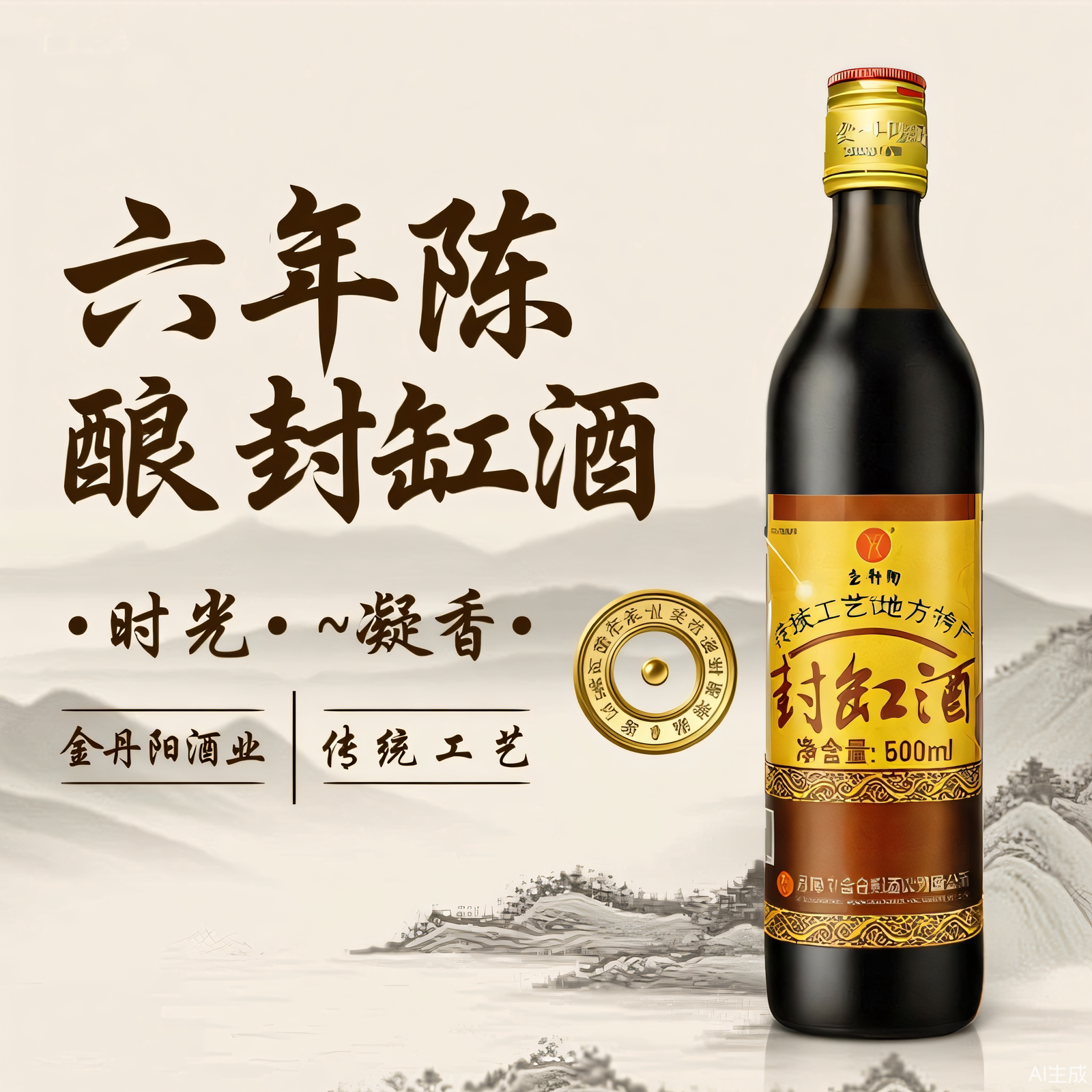 丹阳封缸酒 六年陈酿黄酒 金丹阳纯粮酿造 江苏特产 500ml瓶装