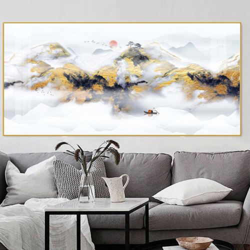 入户玄关装饰画现代过道走廊招财风水发财鹿壁画晶瓷客厅横幅挂画
