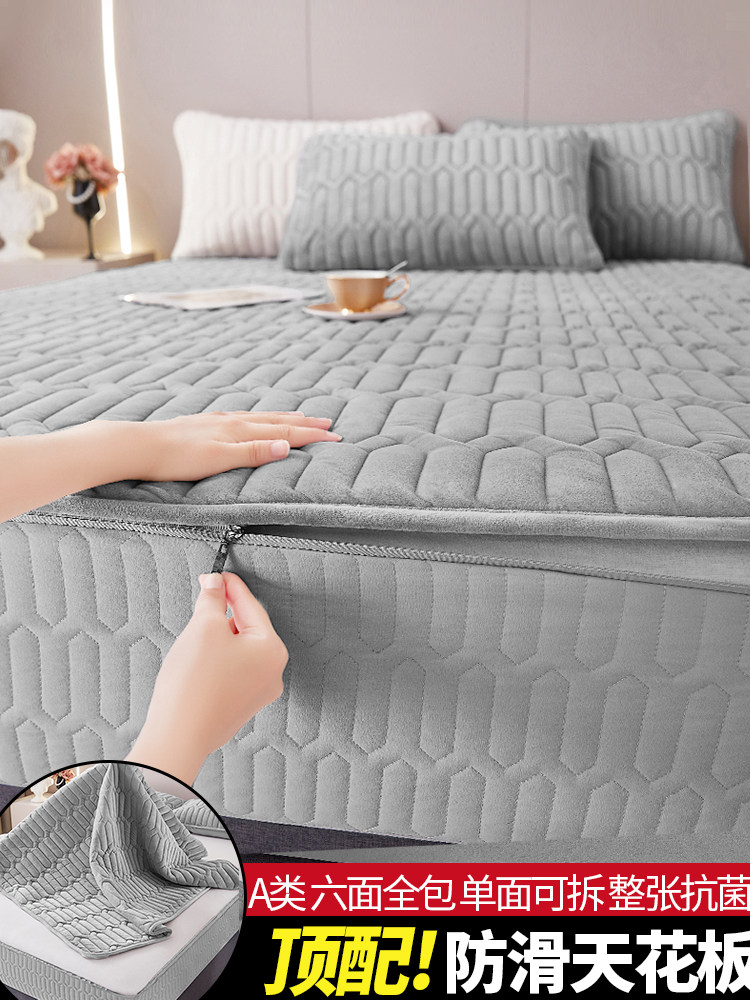 2025年新款床罩冬季加绒床笠定制牛奶绒六面全包席梦思床垫保护罩