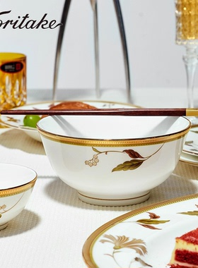 Noritake则武ISLAY欧式高档金边碗家用轻奢高级感米饭碗汤面碗大