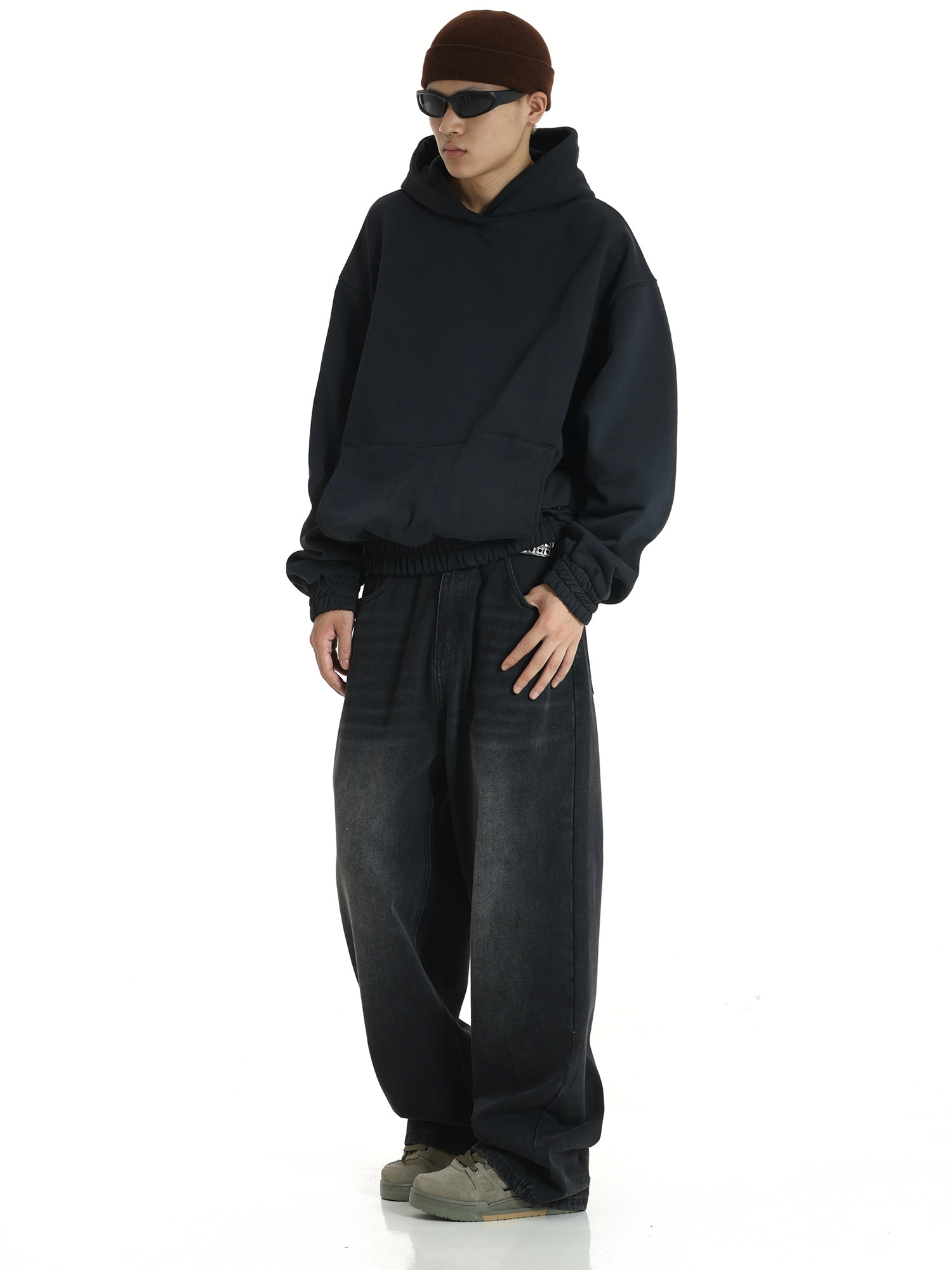 WASHED RETRO JEANS FOR MEN AND WOMEN AMERICAN STYLE WIDE-LEG SPORTS PANTS LOOSE STRAIGHT TUBE DRAPE ALL-MATCH CASUAL LONG PANTS