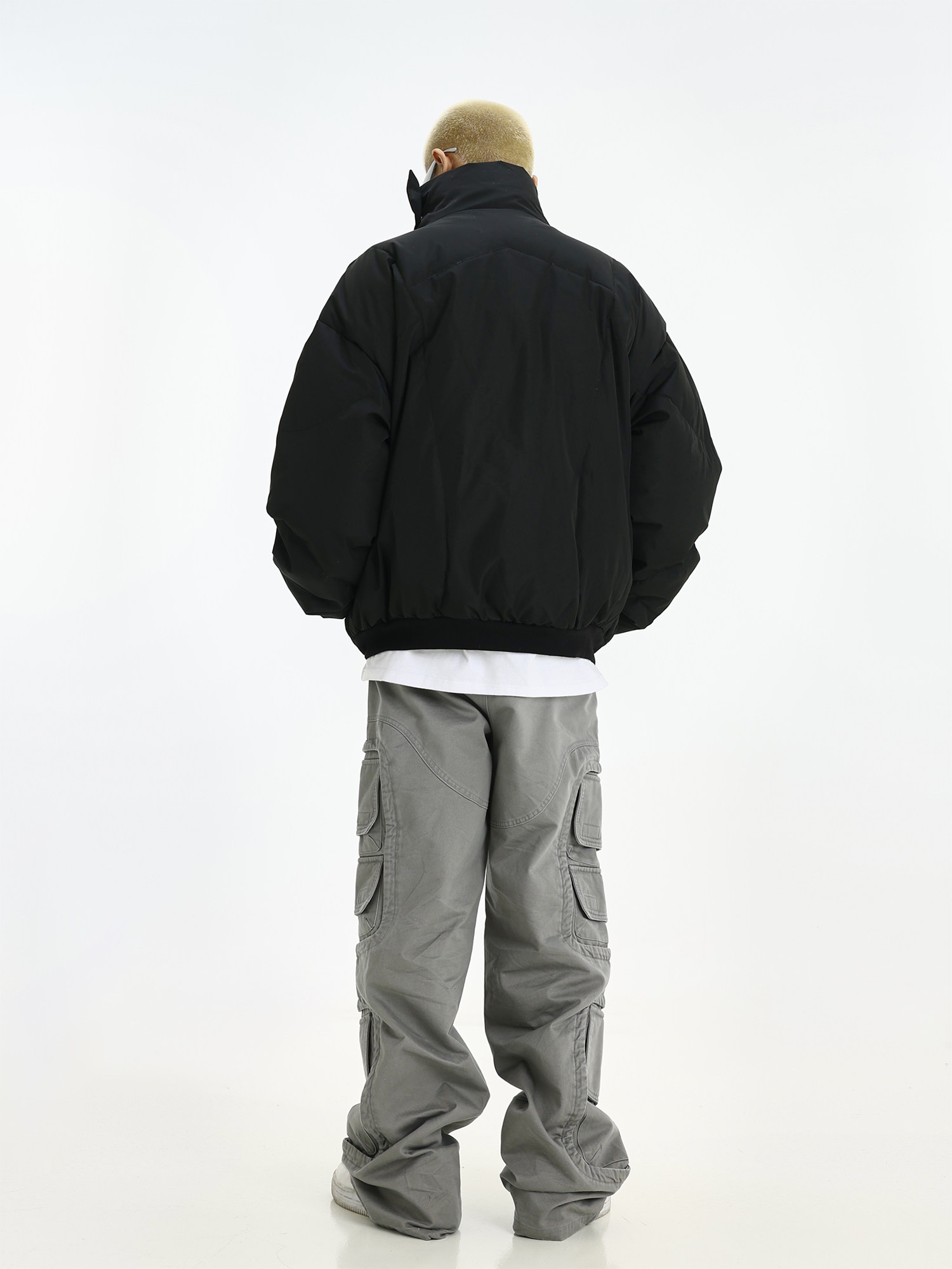 AMERICAN-STYLE RETRO CROPPED STAND-UP COLLAR PRESSED PLEATED COTTON JACKET IN WINTER MENS HIGH STREET DESIGN SENSE NICHE THICKENED WARM ARMOR JACKET