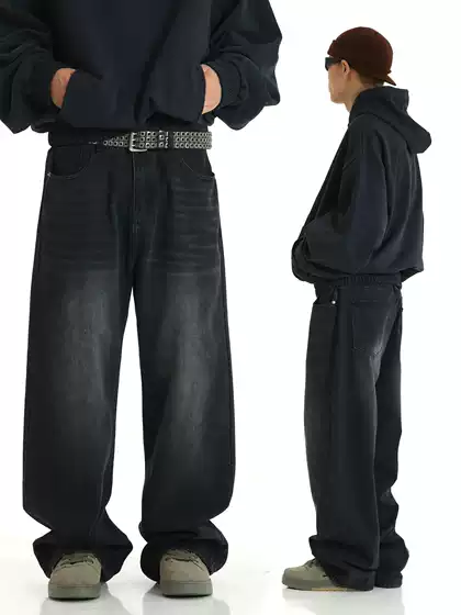 Washed Vintage Jeans for Men and Women, American-Style Wide-Leg Sweatpants, Loose Straight-Leg Drapey Versatile Casual Long Pants